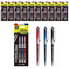 Morning Glory 原子筆 0.48mm 3件組, 黑色+藍色+紅色, 12入