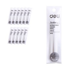 deLi 尖銳的橡皮擦補充EH01912 2P, 白色的, 12套