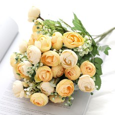 Happy Village 人造花粉彩毛茛, 黃色