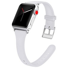 momoket Apple Watch通用矽膠錶帶+清潔布, 白色