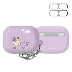 트라이코지 디자인 액션냥이댕이 3D곡면 에어팟 프로 이어폰 하드 케이스 + 철가루 방지 스티커, 04 내밥이다냥, 1개