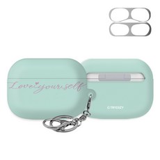 TRYCOZY 設計款粉彩字母AirPods Pro硬殼保護套 + 防塵貼, 單一商品, 薄荷綠