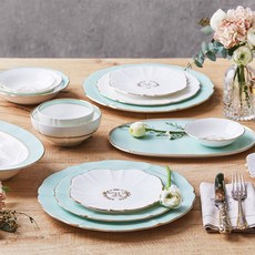 HANKOOK CHINAWARE 金邊陶瓷餐具組 4人份 25件組, 混色, 10種餐具