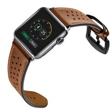 모모켓 애플워치 3/4/5 레더 홀 버클 밴드 (42/44mm 호환 가능), 브라운, 1개