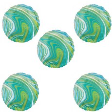 anagram 派對秀 圓形大理石紋銀箔氣球 45cm, 藍綠色, 5個