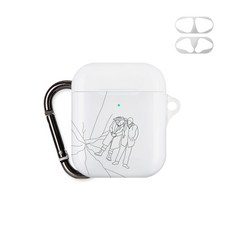GOOSPERY Mercury 黑白鑰匙圈設計 AirPods 保護殼 + 防鐵粉貼紙, 單一商品, 冰裂紋