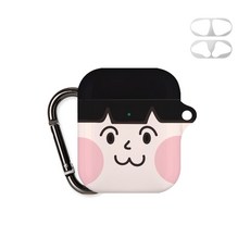 구스페리 큐티 디자인 에어팟 키링 케이스 + 철가루 방지 스티커, 남친페이스, 1개