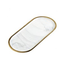 Market Pio 廚房大理石高級圓形托盤 L, 白色, 1個