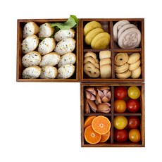 Cozy Table木質野餐方形3層便當盒, 單一顏色, 1個