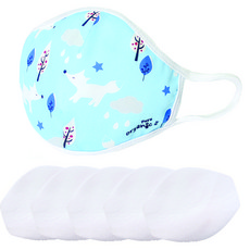 PURE ORGANIC 孩童可替換式布口罩+內襯墊 5入