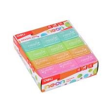 deLi 霓虹燈橡皮擦 4 x 9p 套組 EH01000, 藍色、綠色、黃色、粉色, 1套