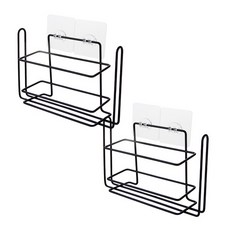 Block Mart 廚房黏貼式保鮮膜架, 黑色, 2個