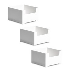 Block Mart 廚房抽屜整理塑膠收納盒 小型, 白色, 3個