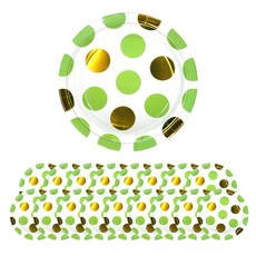 派對盤 18cm 大圓金點青檸色, 6件, 3個