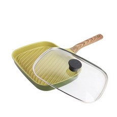 FOUR SEASONS 感應方形煎鍋 橄欖綠 27cm+玻璃鍋蓋, 27厘米, 1套