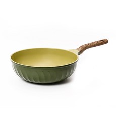 포시즌 국산 올리브그린 우드 인덕션 궁중팬, 28cm, 1개