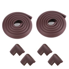 ECOM 高級邊角防撞條 2入 + 轉角防撞角 4入 組, 深胡桃木色, 1套