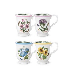 Portmerion 植物園露台馬克杯 0.35L x 4 套 HMC, 1套, 杜鵑花 + 美國石竹 + 繡球花 + 向日葵