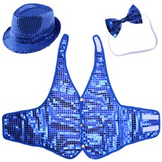 Livingda 亮片帽子 + 亮片背心 XL + 領結套裝, 藍色, 1組