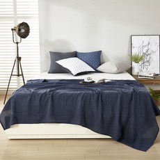 FRANTE 格紋水洗棉夏季薄被, 午夜炭