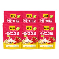 엘빈즈 쌀눈 담은 건강한 쌀과자 곡물 그대로, 사과맛, 30g, 6개