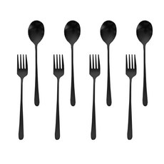 Roebenhoff 款式茶叉+茶匙套組黑色, 4套, 茶叉 4p + 茶匙 4p