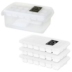 LIVING DEPOT 冰塊盒+18格製冰盒3入, 白色