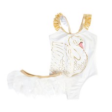 shade critters Shade Critters 女童荷葉領 swan princess 連身泳衣