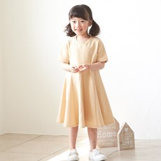 monfimafi 女童透氣米色香蕉短袖連身裙