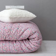 碎花絎縫睡墊套, 粉色