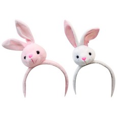 常規窗戶兔子玩偶娃娃髮箍 2種組, 白色, 粉色, 1套