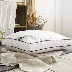 I'm Living 黑色邊線奈米棉質枕頭 一般型, 白色的