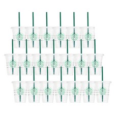 星巴克一次性冷杯355ml高+吸管套裝, 1組, 355ml