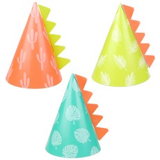 indi.k 走吧! 恐龍王國 薄荷色派對帽2入+萊姆色派對帽2入+珊瑚色派對帽2入, 混搭色, 1套
