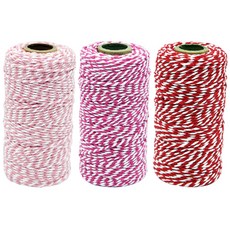Donna&deco Rio 麻繩包裝繩 3件組, 1號(淺粉色, 深粉色, 紅色), 90m