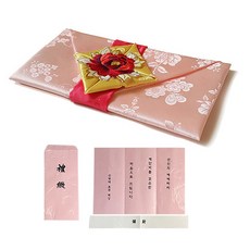 牡丹禮品包袱巾 + 禮金信封 5入, 杏色, 1套