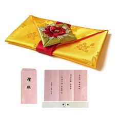 牡丹禮品包袱巾 + 禮金信封 5入, 金色, 1套