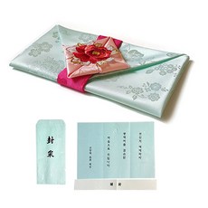 牡丹禮金包巾 + 聘禮信封, 玉色, 1套