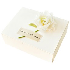 Donna&deco Bloom 長方形盒 大 3入 + Arin 感謝貼紙 3入 + 芍藥裝飾花 3入 套組, 盒子(白色), 貼紙(混色), 裝飾花(奶油白), 1套