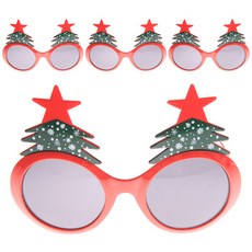 LivingDA 紅色星星聖誕樹眼鏡, 混合顏色, 4個