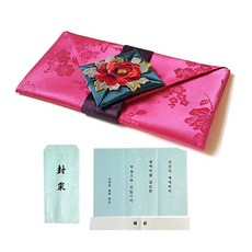 智誠 牡丹禮金包 + 聘金信封, 1個裝, 深粉紅色