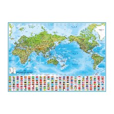 地圖.com 覆膜型地勢萬國旗世界地圖 110 x 78 cm + 大韓民國全圖 + 收納筒, 1套