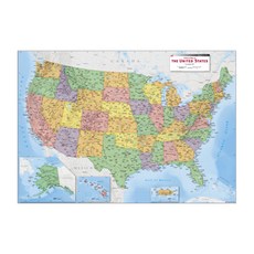 지도닷컴 미국 행정 지도 코팅형 중 150 x 110 cm 한영판 + 세계지도 세트, 1세트