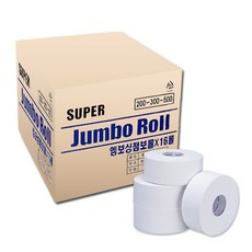 땡큐 슈퍼 300 2겹 데코 엠보싱 점보롤, 1개, 16개입