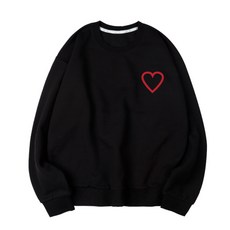 VENHIT 線框愛心印花寬鬆刷絨長袖上衣