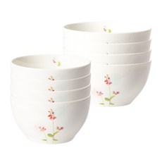 野花空氣處理套裝, 白色, 飯碗 4入+湯碗 4入