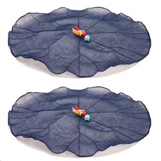 Hayul工坊 高級傳統薴麻蓮葉餐桌蓋 深藍色, 2個