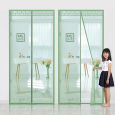 dashop 磁吸式防蚊門簾 2入, 綠色