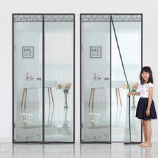 Dashap 一體式磁吸防蚊門簾 2入, 黑色