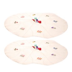 韓式傳統荷葉刺繡桌布 象牙白 2入, 1個